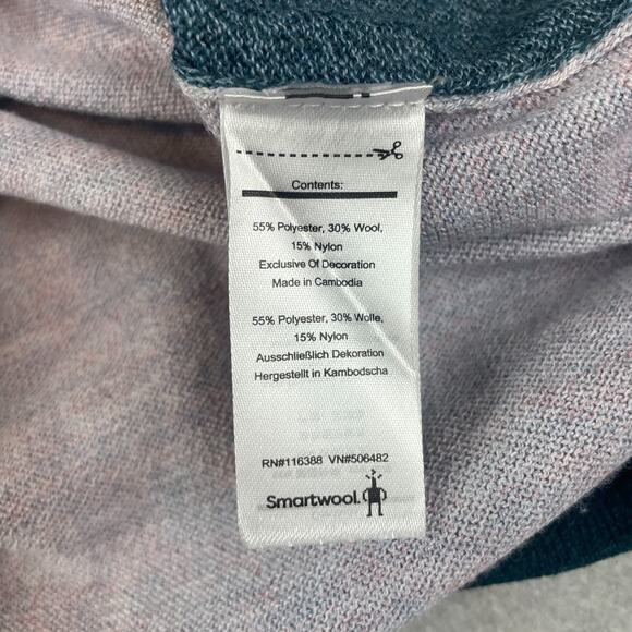 Smartwool Shadow Womens Sz M Colorblock Crew Sweater Pine Green - Picture 6 of 10